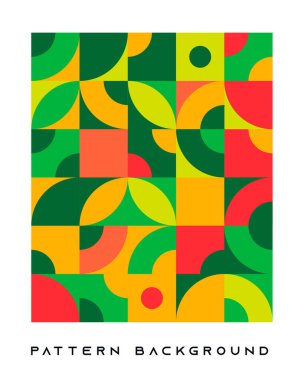 Soyut retro geometrik şekil arkaplan yeşil ve turuncu renk.