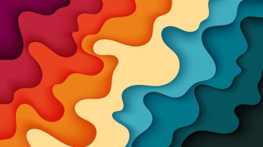 Renkli Soyut Kağıt Kesiği Katmanlı Üç Boyutlu Dalgalarla Arkaplan