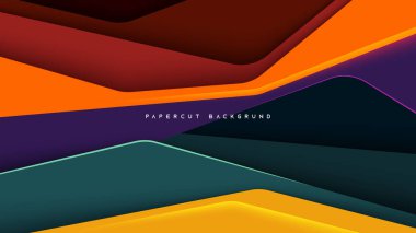 Renkli soyut dalga kağıt kesimi arka plan tasarımı