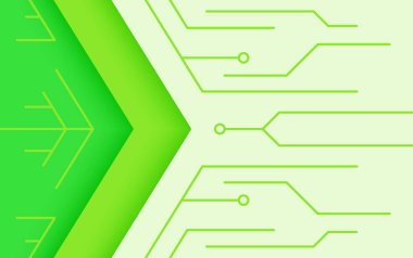 Bir teknoloji veya iş tasarımı konsepti olarak çizgi elemanları ile soyut yeşil vektör arkaplan