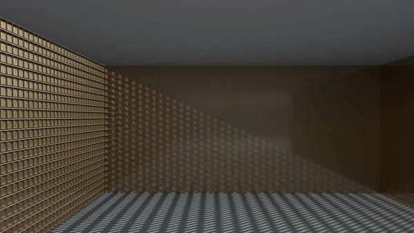 Renderização Forma Retangular Abstrata Sala — Fotografia de Stock