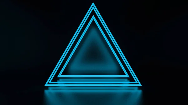 3d rendering of abstract triangle in neon light
