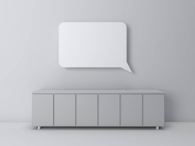 Monokorme 'de en az oturma odası ve model tasarımı beyaz ekranda oturma odası perspektifi