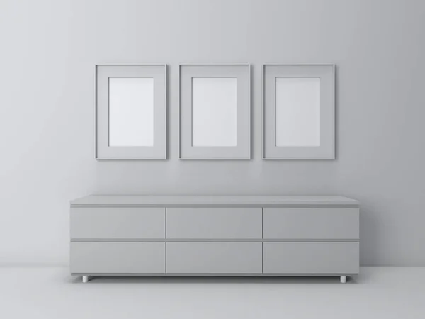 Minimal Living Room Mockup Design Monochorme Living Room Perspective White — Stock Photo, Image