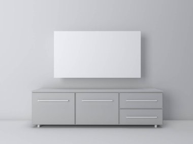 Oturma odası perspektifinde iç görüntünün 3d görüntüsü beyaz ekranda