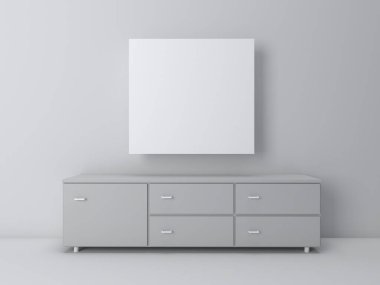 Oturma odası perspektifinde iç görüntünün 3d görüntüsü beyaz ekranda