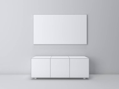 Oturma odası perspektifinde iç görüntünün 3d görüntüsü beyaz ekranda