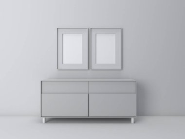 Oturma odası perspektifinde iç görüntünün 3d görüntüsü beyaz ekranda