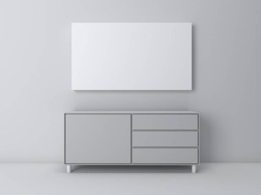 Oturma odası perspektifinde iç görüntünün 3d görüntüsü beyaz ekranda