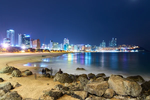 Haeundae strand in nacht — Stockfoto