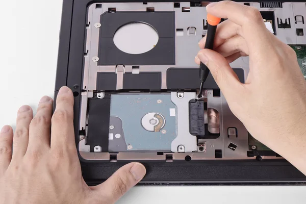 Replacing a laptop hard disk drive — Stock Photo, Image