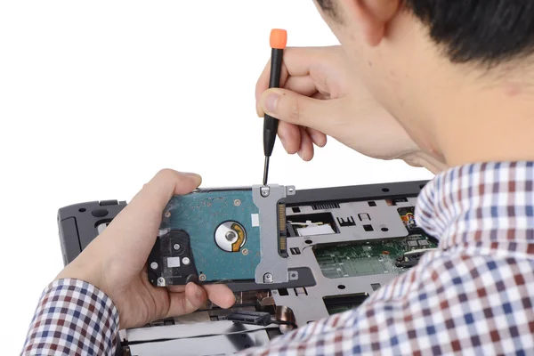 Replacing a laptop hard disk drive — Stock Photo, Image