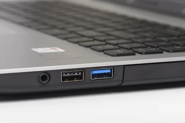 USB 2.0 and 3.0 ports of laptop computer — Stock Photo, Image