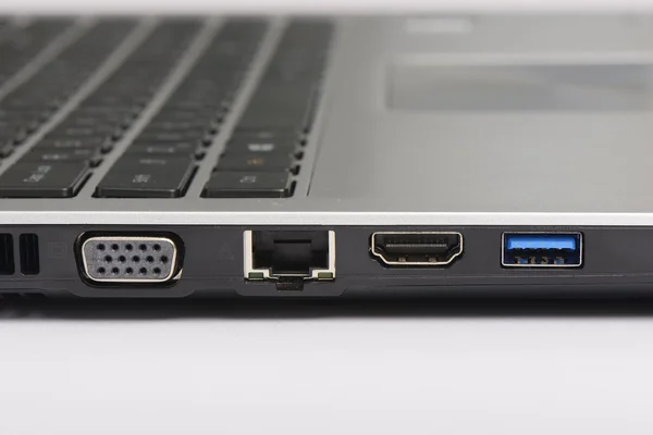 USB 3.0, LAN and graphic ports of laptop computer — Stock Photo, Image