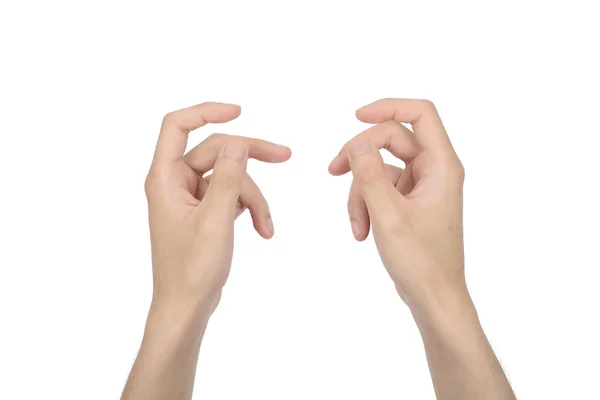 Formen på händerna håller en smart enhet — Stockfoto