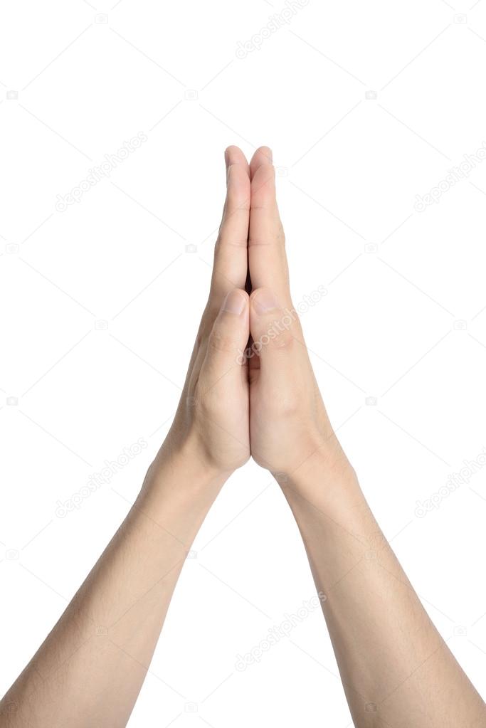 asian man's praying hands