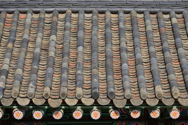 Seoul, Kore Gyeongbokgung döşenmiş çatı detay