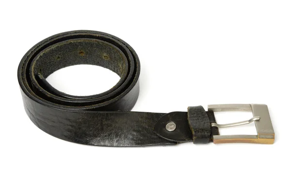 详细的黑色色旧皮带和扣 — 图库照片