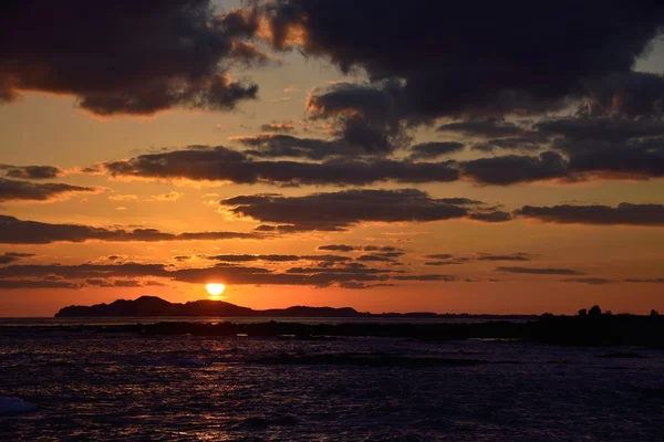 Solnedgangslandskap fra øya Jeju, Korea – stockfoto