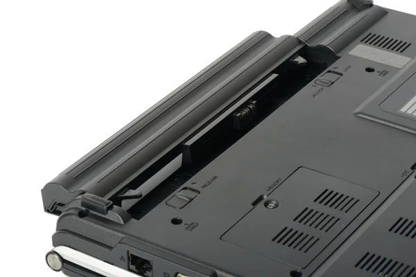 Close-up de bateria laptop, isolado em branco — Fotografia de Stock