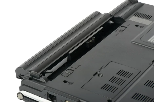 laptop batarya, üzerinde beyaz izole closeup