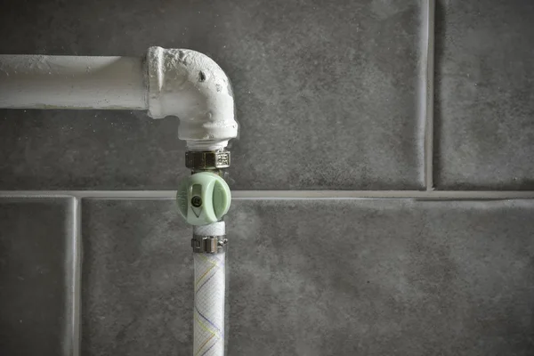 Close-up van een klep op gas pipe — Stockfoto