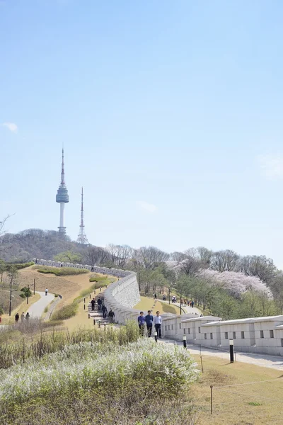 SEOUL, COREA - 04 DE ABRIL DE 2014: Vista de Namsan y la torre N en Seo —  Fotos de Stock