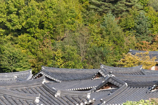 Черепичная крыша традиционной корейской архитектуры — стоковое фото