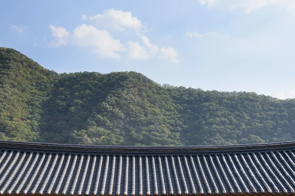 Tetto piastrellato di architettura tradizionale coreana — Foto Stock