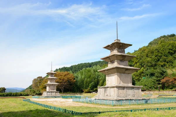 Two three story stone pagoda at the Gameunsa site — Stock Photo, Image