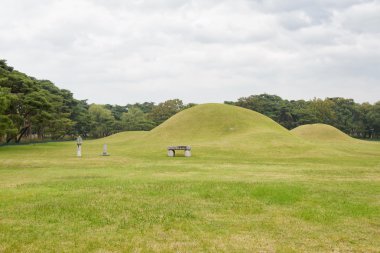 Gyeongju, Kore - 20 Ekim 2014: Oreung Kraliyet mezarları