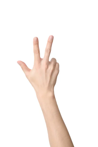Sayı üç el işaretini — Stok fotoğraf