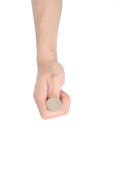 Mano lanzando una moneda — Foto de Stock