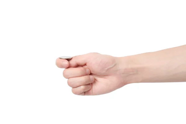 Hand opgooien van een munt — Stockfoto