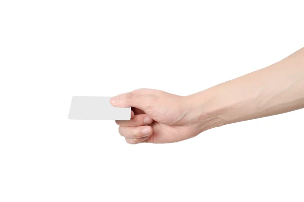 Hand holding out blank card — Stock Photo, Image