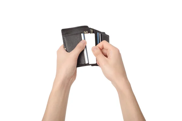 Biorąc karty z portfela — Zdjęcie stockowe
