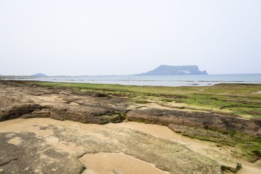 Manzara Seongsan Ilchulbong ile Gwangchigi Beach.