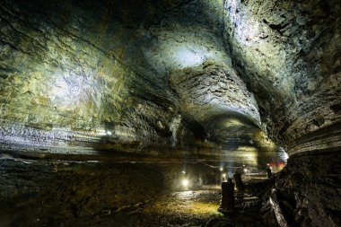 Jeju-do, Korea - April 14, 2015: Manjanggul cave in jeju island