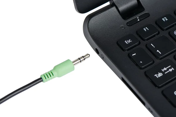 Stereo audio terminal of laptop — Stock Photo, Image