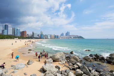 Busan, Korea - September 19, 2015: Landscape of Haeundae beach