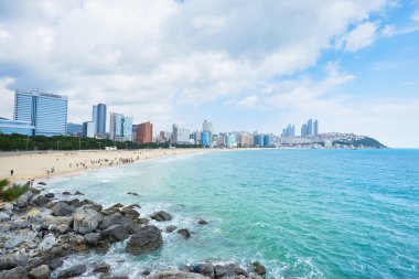Busan, Korea - September 19, 2015: Landscape of Haeundae beach