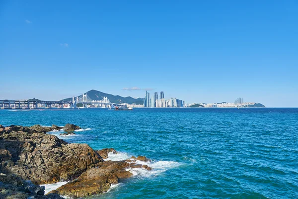 Gwangan Puente grande y Haeundae — Foto de Stock