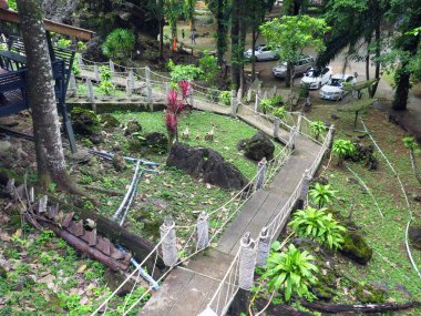 Parktaki eski ahşap köprü.