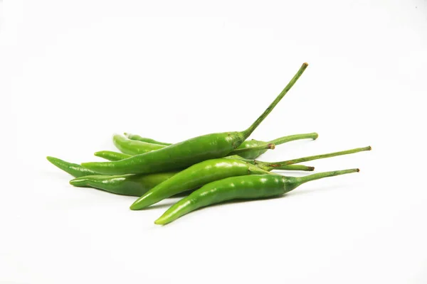 Grön Chili Paprika Isolerad Vit Bakgrund — Stockfoto