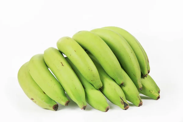 Frische Grüne Bananen Auf Weißem Hintergrund — Stockfoto