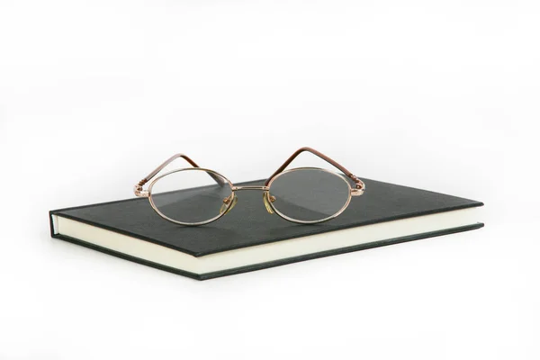 Glasses Notebook White Background — Stock Photo, Image