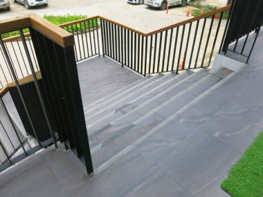modern building architecture with stairs and railings