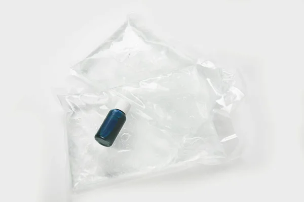 White Plastic Bag Lid Gray Background — Stock Photo, Image