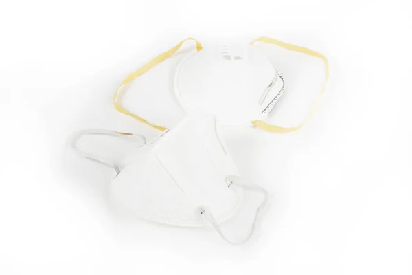 White Yellow Medical Masks Light Background — 图库照片