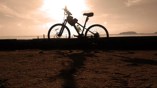 Bicicletta Spiaggia Tramonto — Foto Stock